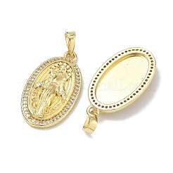 Ciondoli religiosi in ottone micro pavé con zirconi cubici trasparenti&nbsp;KK-K420-01A-G