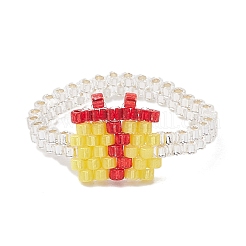 Рождественские стеклянные бусины перстни для женщин RJEW-MZ00029-02