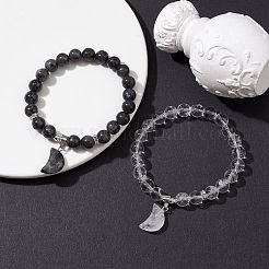 2 шт. 2 стильных браслета из натуральных и синтетических смешанных драгоценных камней BJEW-JB10166