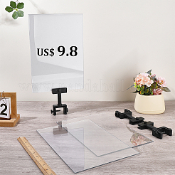 長方形の空白のアクリル値札  ホルダークリップ付き  透明  30.2x21x0.35cm&nbsp;AJEW-WH0696-531B