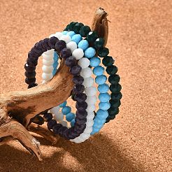 Граненые непрозрачные однотонные хрустальные бусины круглые бусины стрейч браслеты BJEW-F072-M