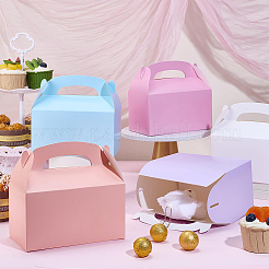 30 шт. 5-цветная складная прямоугольная бумажная портативная подарочная коробка для хранения кексов&nbsp;CON-PH0003-36