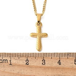 Ожерелья с крестом из нержавеющей стали 304 для женщин и мужчин&nbsp;NJEW-Z063-02G