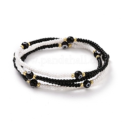 Mauvais œil au chalumeau et graines de verre perles élastiques à la taille chaînes de perles&nbsp;NJEW-C00020-06