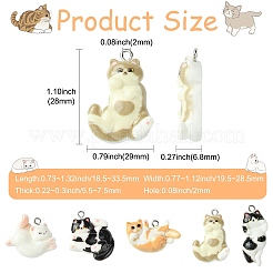 30個5スタイル不透明樹脂ペンダント  猫  プラチナアイアイピン  ミックスカラー  18.5~33.5x19.5~28.5x5.5~7.5mm  穴：2mm  6個/スタイル&nbsp;RESI-CJC0011-77