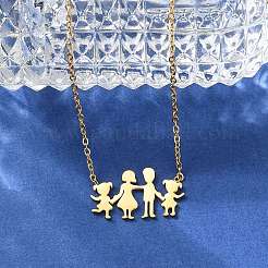 304 нержавеющая сталь семейные подвески ожерелья для женщин NJEW-A045-11G