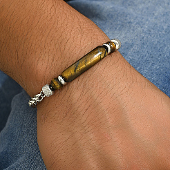 Braccialetti di perline rotonde in occhio di tigre naturale&nbsp;LS-PO7911
