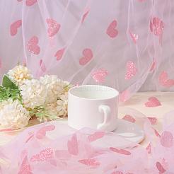 Сердцевидные формы нейлоновое волокно вышивка кружево ткань ткань&nbsp;DIY-WH0588-91B