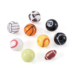 54 шт. 9 стиля непрозрачные акриловые бусины на спортивную тематику&nbsp;RESI-BT0001-28