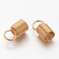 イオンプレーティング（IP）304ステンレススチールコイルコードエンド  チューブ  ゴールドカラー  11x5.5mm  穴：4mm  4mm内径&nbsp;STAS-K108-13G
