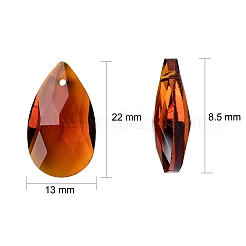 カット加工ガラスペンダント  ティアドロップ  ミックスカラー  22x13x8.5mm  穴：1mm&nbsp;X-GLAA-F069-L-M