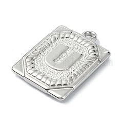 変色防止304ステンレススチールペンダント  文字チャーム付きの長方形  U字  24.5x18x3mm  穴：1.8mm&nbsp;STAS-U033-01P-U