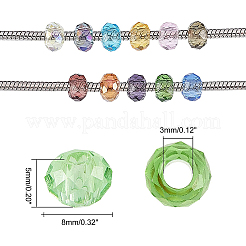 Mischfarbe facettiert Rondell Glasperlen Durchmesser 8mm großes Loch Perlen für Schmuck machen&nbsp;GLAA-PH0002-02M