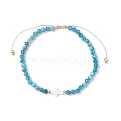 Плетеные браслеты из бусин натурального апатита для женщин BJEW-JB12211-03