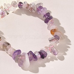 天然水晶チップビーズを使用した女性用ストレッチブレスレット  内径：1.77インチ（4.5cm）&nbsp;BJEW-D467-01C