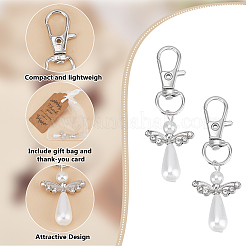 40 pendentif décoratif en alliage de zinc en forme d'ange avec 40 étiquettes cadeaux de remerciement en papier kraft&nbsp;KEYC-GO0001-17