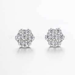 925 par de pendientes de plata de ley con pavé de moissanita para mujer&nbsp;SX7074-2