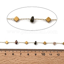 Цепочки ручной работы из нержавеющей стали 304 с бусинами из драгоценных камней.&nbsp;CHS-K020-18G