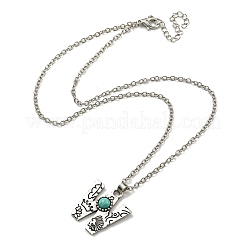 Lettre a ~ z en alliage plaqué argent antique avec colliers à pendentif turquoise synthétique&nbsp;NJEW-G080-01W