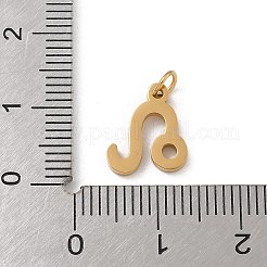 304ステンレススチールチャーム  丸カン付き  ゴールドカラー  星座チャーム  レオ  12x10x1.5mm  穴：3mm&nbsp;STAS-R001-04G-05
