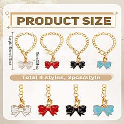 8 шт. 4-цветные эмалевые подвески-бантики для чашек из сплава&nbsp;HJEW-LP00036