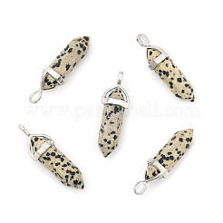 Кулоны из далматинской яшмы с двойной окантовкой и острым концом&nbsp;LS-G-D415-03