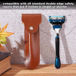 Pu レザー収納袋  旅行かみそりシース  合金のスナップボタン付き  サドルブラウン  165x58x20mm  内径：120x35mm&nbsp;AJEW-WH0020-37A