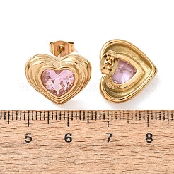 Ohrstecker aus Edelstahl 304 mit Zirkonia-Pavé&nbsp;EJEW-D364-02A-G