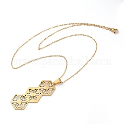 Шестигранные 201 цепочные подвески из нержавеющей стали для женщин NJEW-K253-33G