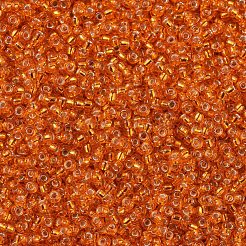 MIYUKIラウンドロカイユビーズ  日本製シードビーズ  (rr9) シルバーラインドタンジェリン  11/0  2x1.3mm  穴：0.8mm  約1100PCS /ボトル  10 G /ボトル&nbsp;SEED-JP0008-RR0009