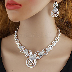 Комплекты из ожерелий и серег-гвоздиков из сплава Vortex с подвесками из кристаллов и страз&nbsp;FS-WG0FB06-01