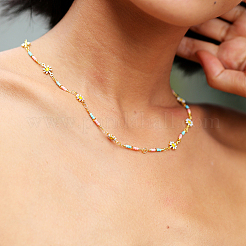 Богемный пляжный отдых латунная эмаль подсолнечник цепочка ручной работы ожерелья женские свидание подарок HM4276