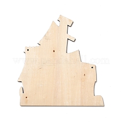 片面プリントウッドビッグペンダント  ハロウィンチャーム  城  190x170x5mm  穴：3.5mm&nbsp;WOOD-I010-04C