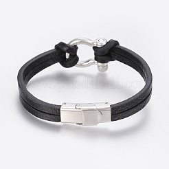Мужские многожильные браслеты с кожаным шнуром BJEW-P198-12