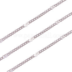 はんだ付けされた真鍮コーティングされた鉄のカーブチェーン  スプールで  プラチナ  1.5x1x0.5mm&nbsp;CH-CJ0001-01A-P