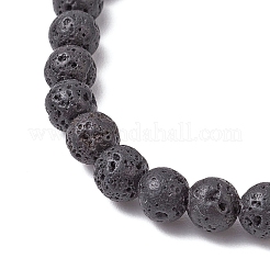 Braccialetti elastici con perline di sodalite naturale e pietra lavica naturale per le donne&nbsp;BJEW-JB11130-03
