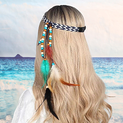 1шт. Бохо перья ободок для волос накладной головной убор&nbsp;AJEW-DJ0001-51B