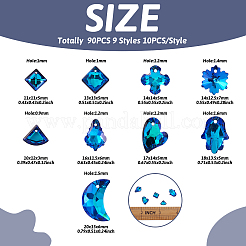 90шт 9 стиля подвески из гальванического стекла&nbsp;EGLA-TA0001-14
