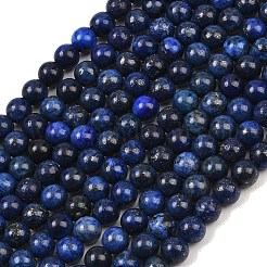Окрашенные природные лазурит бисер пряди круглые&nbsp;G-M169-6mm-05