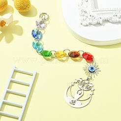 Йога из нержавеющей стали 201 с подвесными украшениями в виде лотоса HJEW-JM01100