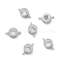 Messing Pflaster klar Kubisch Zirkonia flache runde Anschluss Charms&nbsp;XGRQ3D158-499P