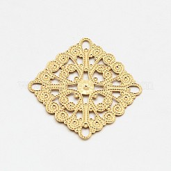 Латунная филигранная фурнитура ромба&nbsp;KK-L056-06