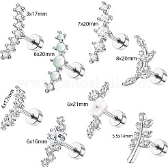 8 шт. 8 стиля латунных сережек с микропаве из прозрачного кубического циркония и акрилового хряща WG69006-02