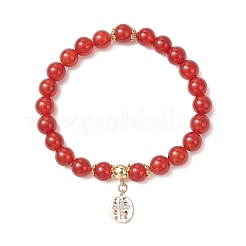 Женские браслеты из круглых бусин натурального сердолика толщиной 8.5 мм BJEW-JB12260-01