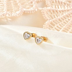 Серьги-гвоздики из нержавеющей стали 304 со стразами для женщин EJEW-M068-02G