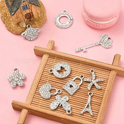 10шт 10 стильные платиновые подвески из сплава со стразами ALRI-YW0001-13