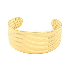 Brazaletes abiertos ondulados de acero inoxidable 304 para mujer&nbsp;BJEW-Q344-02G