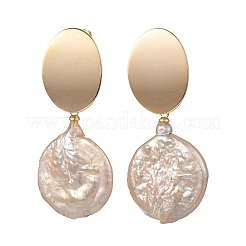 Ohrstecker mit Hängefunktion aus natürlicher Barock-Keshi-Perle&nbsp;EJEW-JE07134