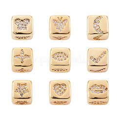 9шт 9 стиля латунные микро проложить кубический цирконий европейские бусины&nbsp;ZIRC-PJ0001-05