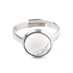 Полукруглые перстни из натурального говлита&nbsp;RJEW-M062-01P-43